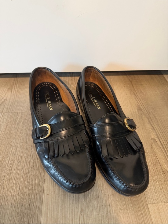 Cole Haan Other - Cole Haan Black Leather Kiltie Loafers with Gold Buckle Men’s Size 12